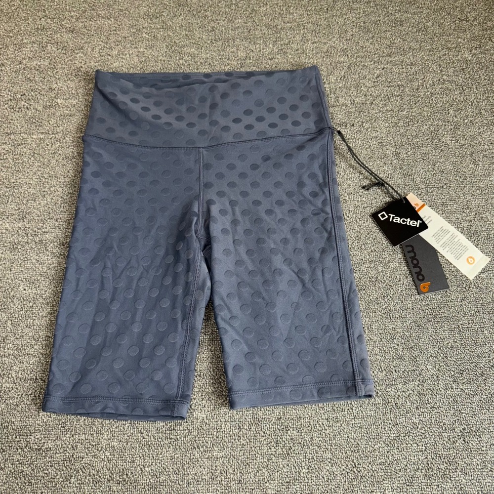 Mono B Blue Polka Dot Tactel Biker Shorts Women Small NWT FLAW Activewear Preppy